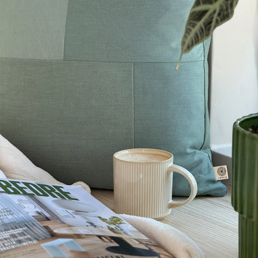 Upcycled pudebetræk, 50x50cm, skovgrøn patchwork