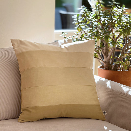 Upcycled pudebetræk, 50x50cm, lysegul / beige, Olivia