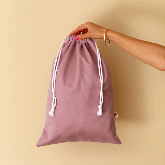 Upcycled genanvendelige gavepose, lyserød