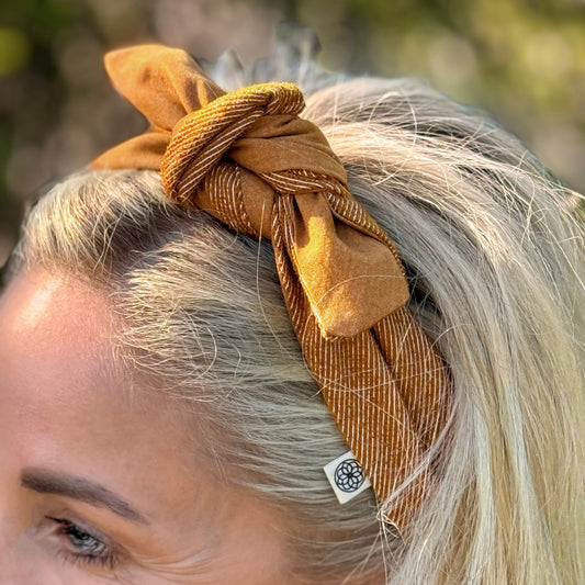 Upcycled binde hårbånd, lysebrun
