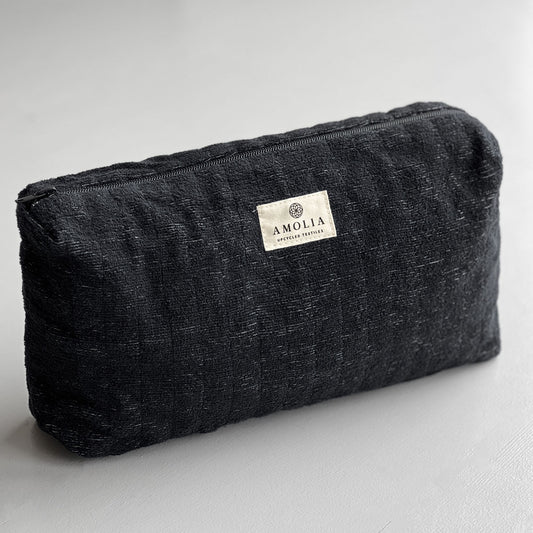 Upcycled toilettaske, stor, sort