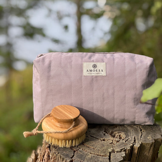 Upcycled toilettaske, lille, lyserød, Alva