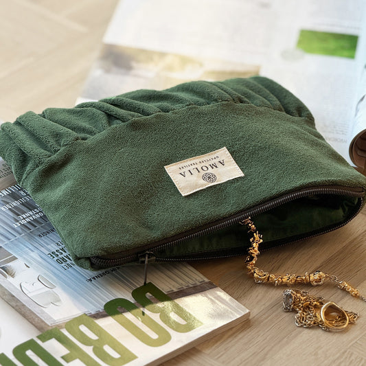 Upcycled vintage taske, skovgrøn