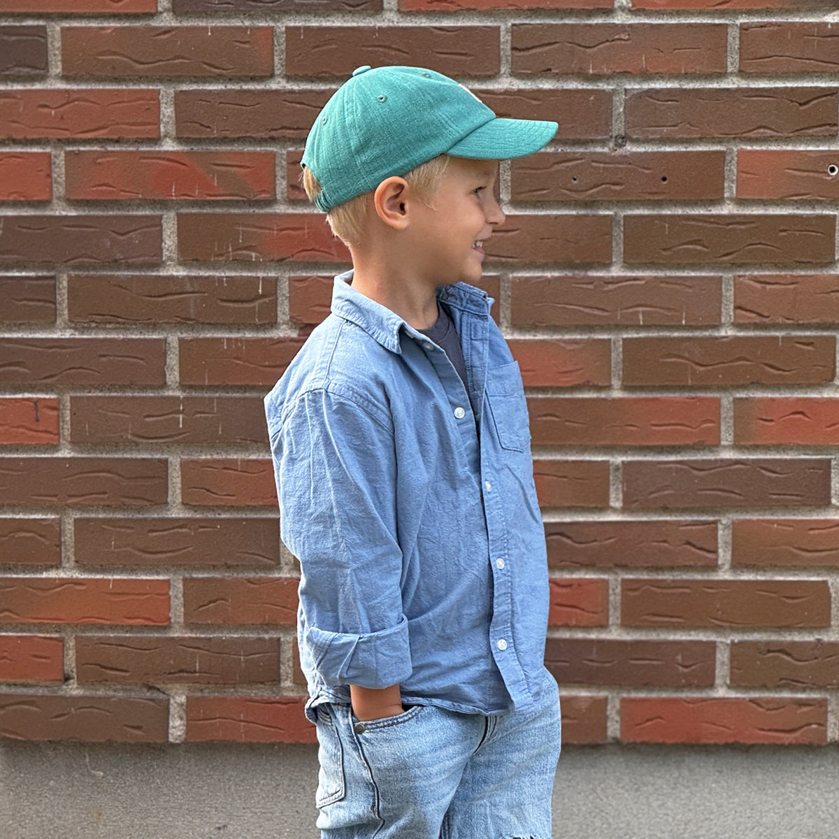 Upcycled børnekasket, grøn