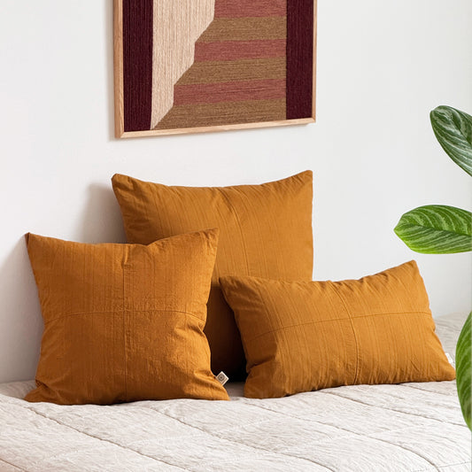 Upcycled cushion cover, 30x50cm, burnt orange, Emily stripes