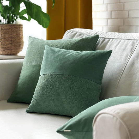 Upcycled pudebetræk, 40x40cm, grøn