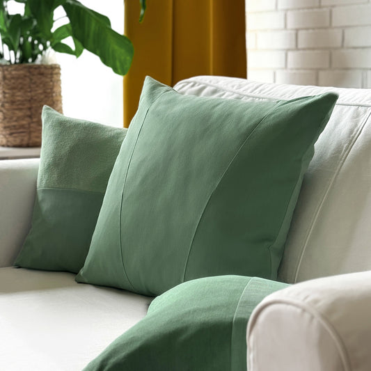 Upcycled pudebetræk, 50x50cm, grøn