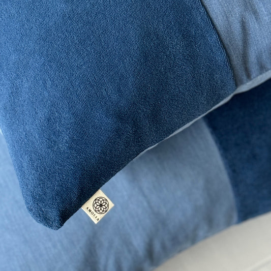 Upcycled pudebetræk, 40x40cm, blå