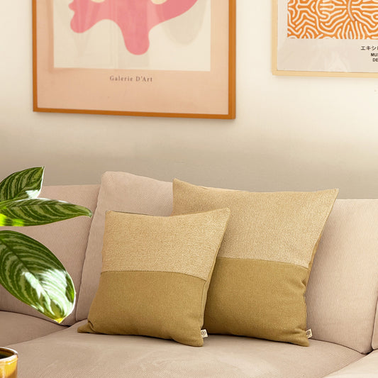 Upcycled pudebetræk, 40x40cm, lysegul / beige