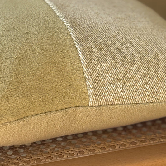 Upcycled pudebetræk, 50x50cm, lysegul / beige, Alma