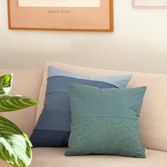 Upcycled pudebetræk, 40x40cm, blågrøn, Alma