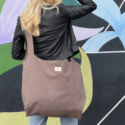 Upcycled mega shopper, lysebrun