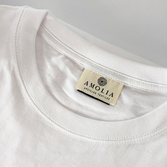 Upcyclet T-shirt, hvid med guldsmed
