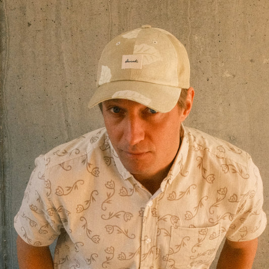 Upcycled cap, beige floral