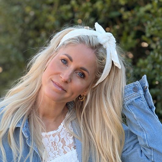 Upcycled binde hårbånd, lysebrun