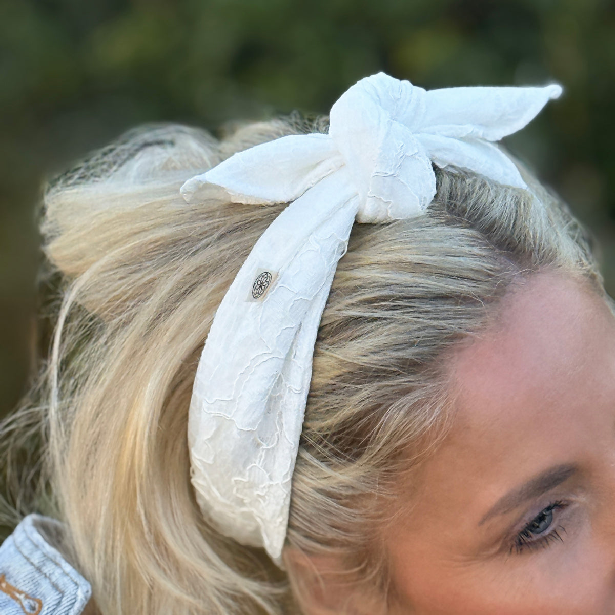 Upcycled binde hårbånd, lysebrun