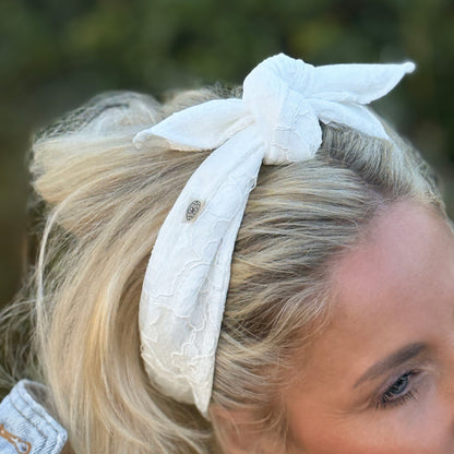 Upcycled binde hårbånd, lysebrun