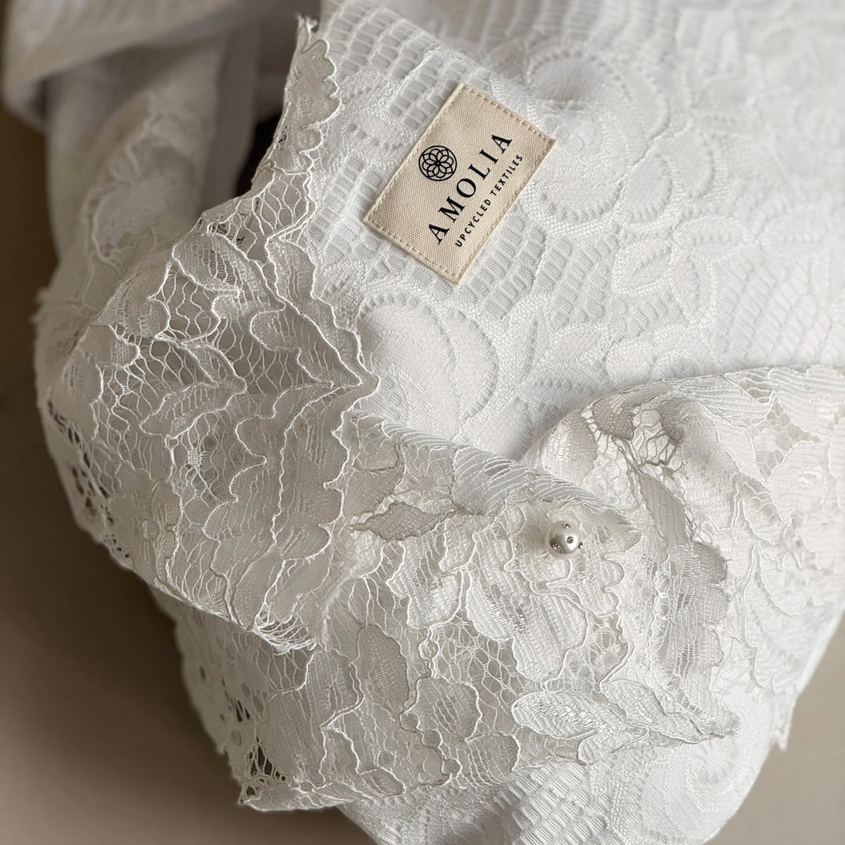 Upcycled handbag, lace