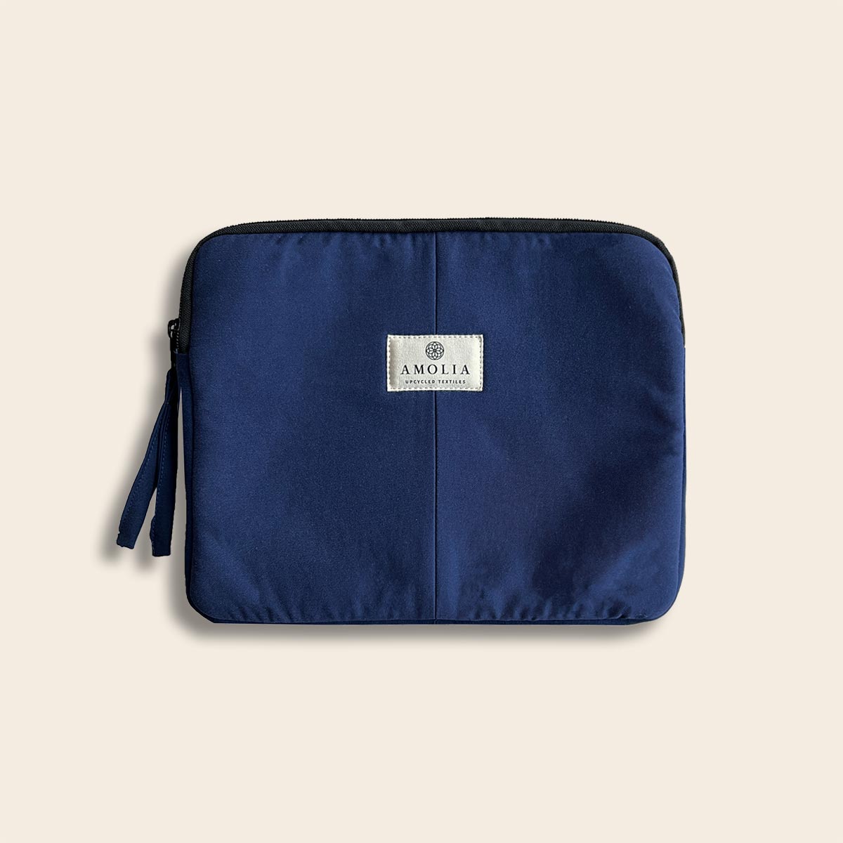Upcycled iPad bag, navy blue