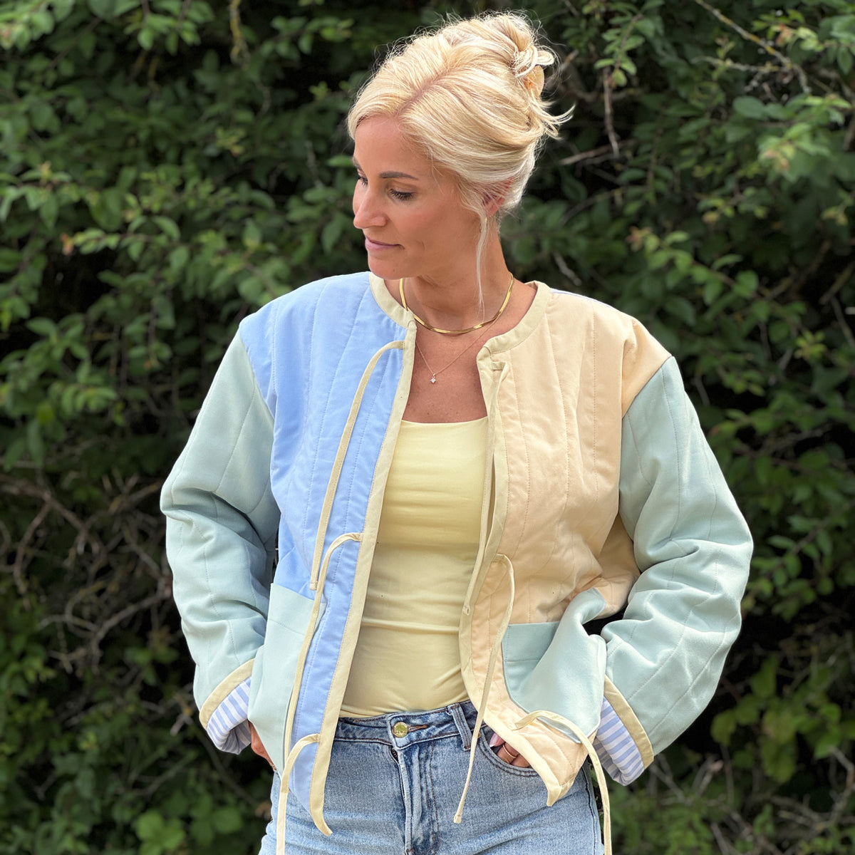 Upcycled Quilted Jacket, Multi, One-size (S-L)