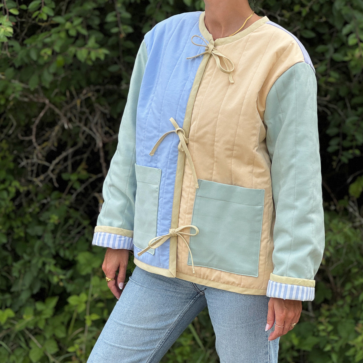 Upcycled Quilted Jacket, Multi, One-size (S-L)