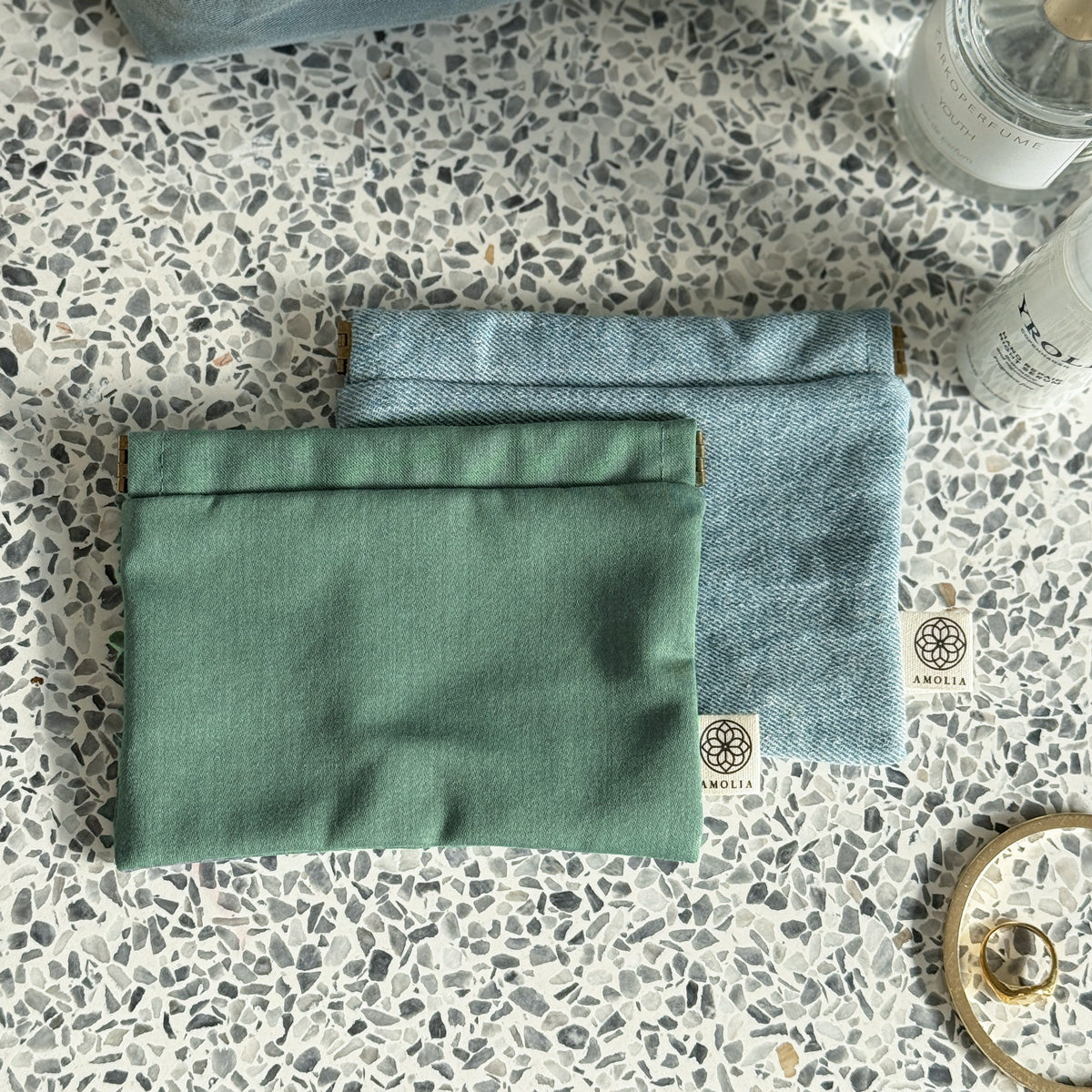 Upcycled smykkepose, grøn