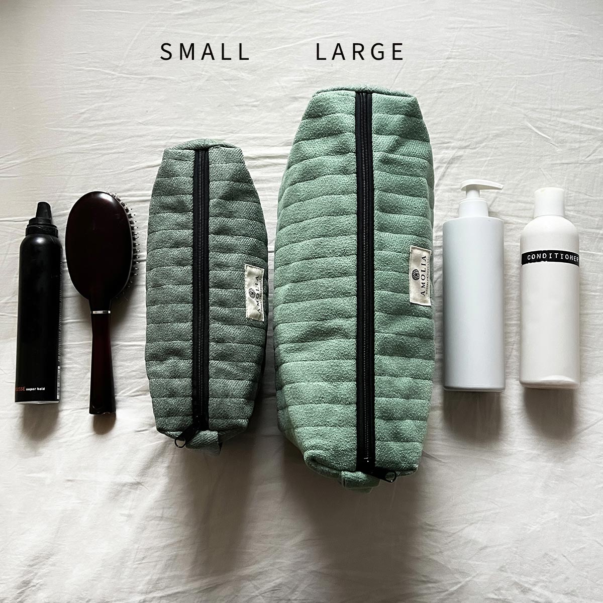 Upcycled toiletry bag, large, aqua