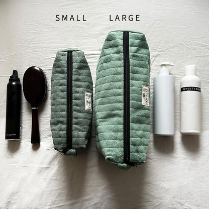Upcycled toiletry bag, large, aqua