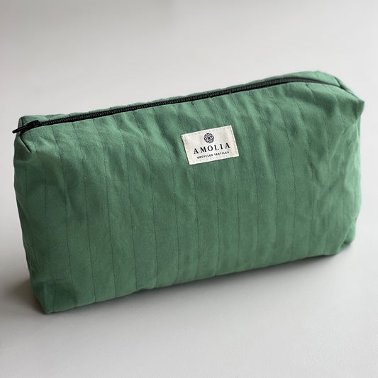 Upcycled toiletry bag, large, green