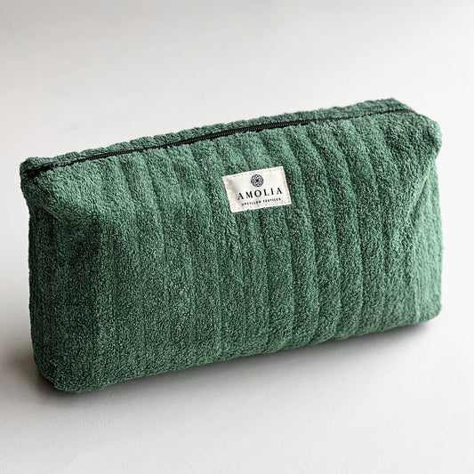 Upcycled toiletry bag, large, green