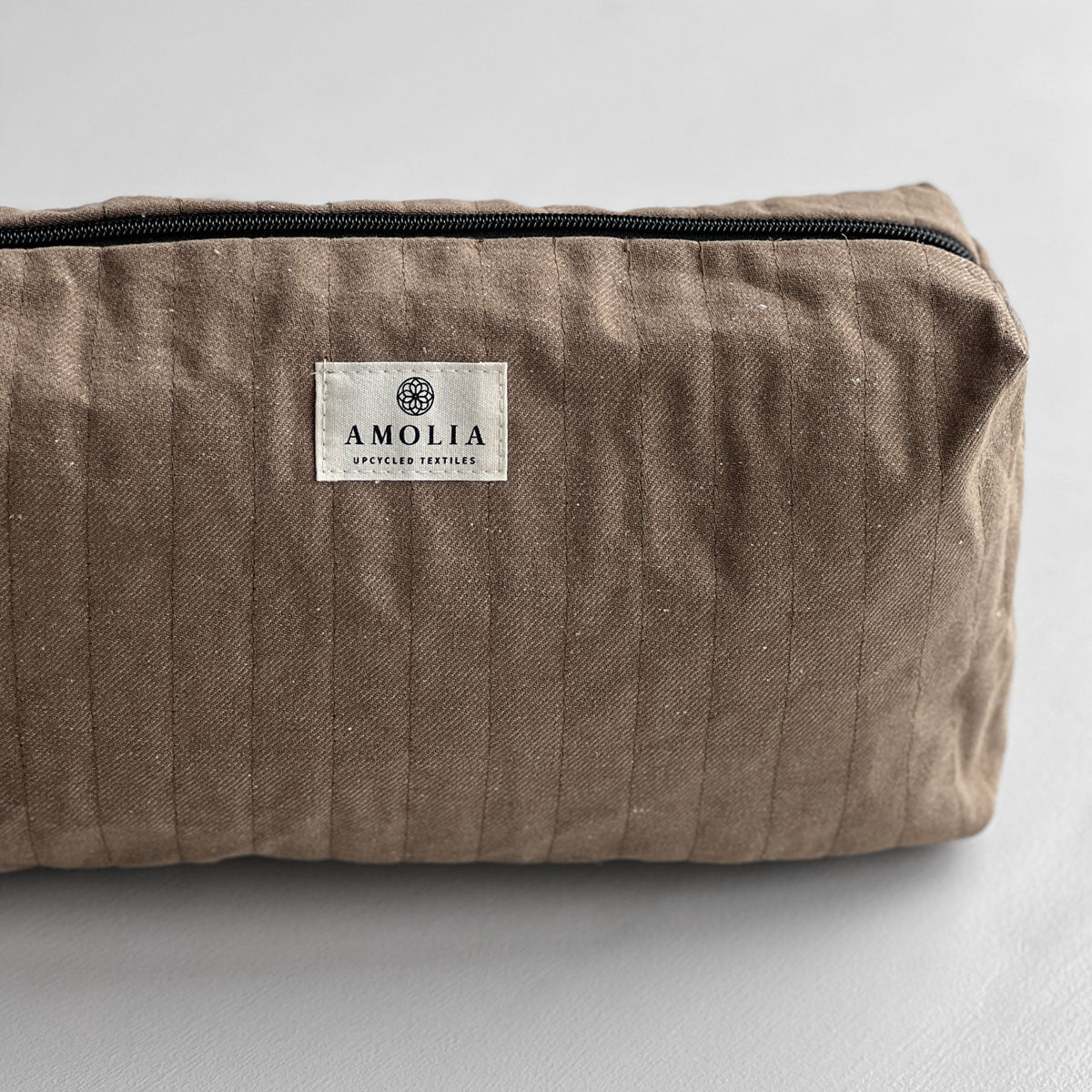 Upcycled toiletry bag, large, brown