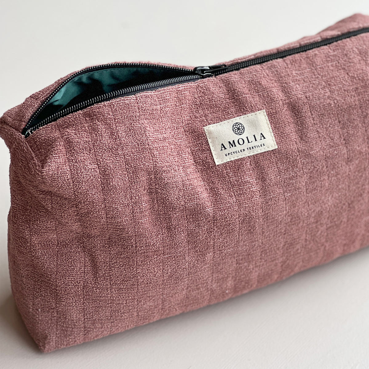 Upcycled toiletry bag, large, pink