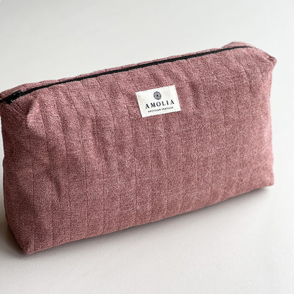 Upcycled toiletry bag, large, pink