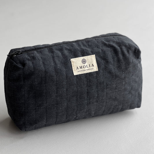 Upcycled toiletry bag, small, black