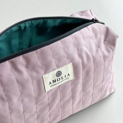 Upcycled toiletry bag, small, light pink