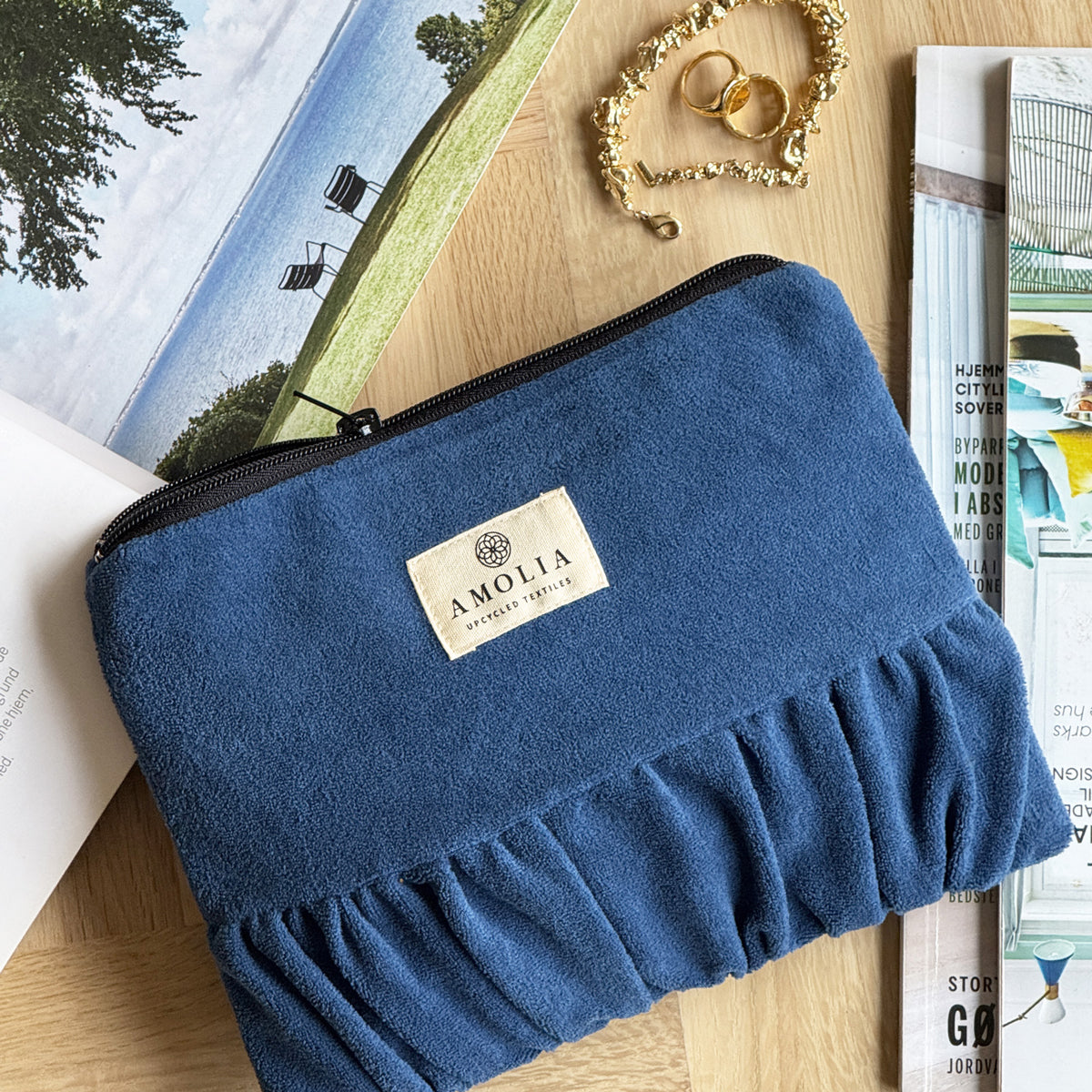 Upcycled vintage taske, blå