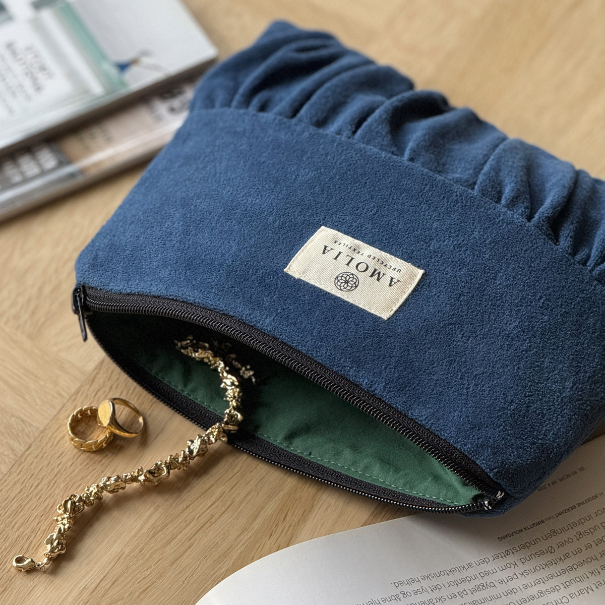 Upcycled vintage taske, blå