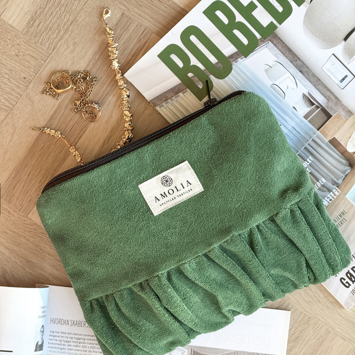 Upcycled vintage taske, grøn