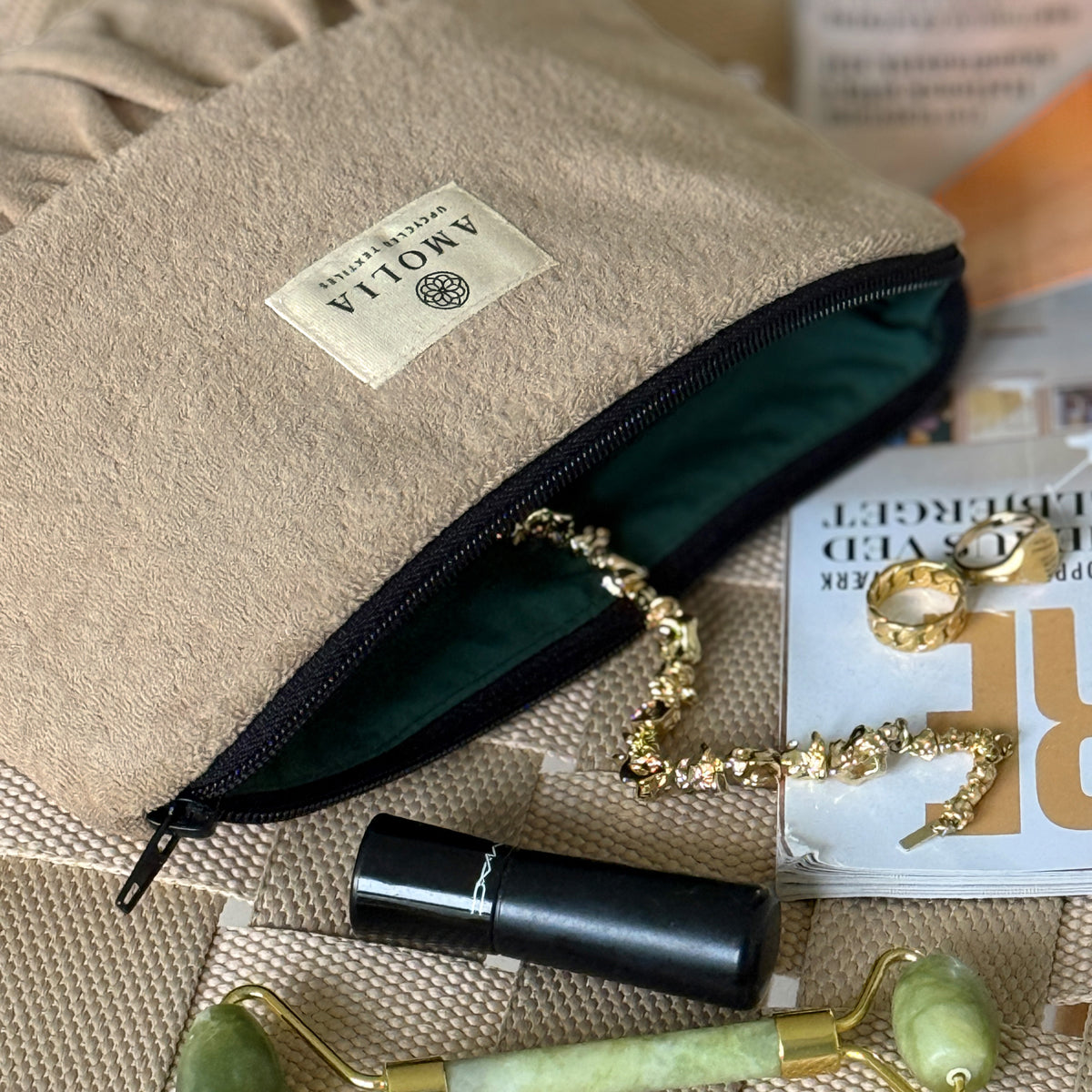 Upcycled vintage taske, lysebrun