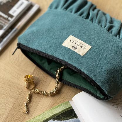 Upcycled vintage taske, blågrøn