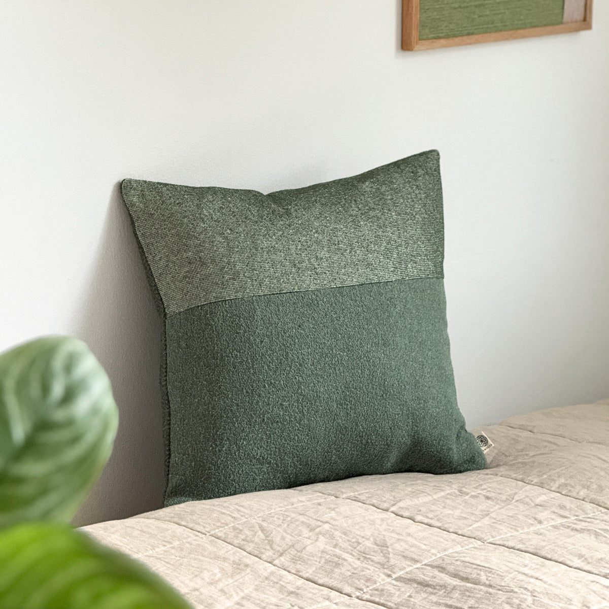 Upcycled pudebetræk, 40x40cm, skovgrøn, Saga