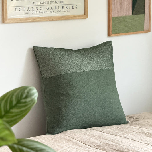 Upcycled pudebetræk, 50x50cm, skovgrøn, Saga
