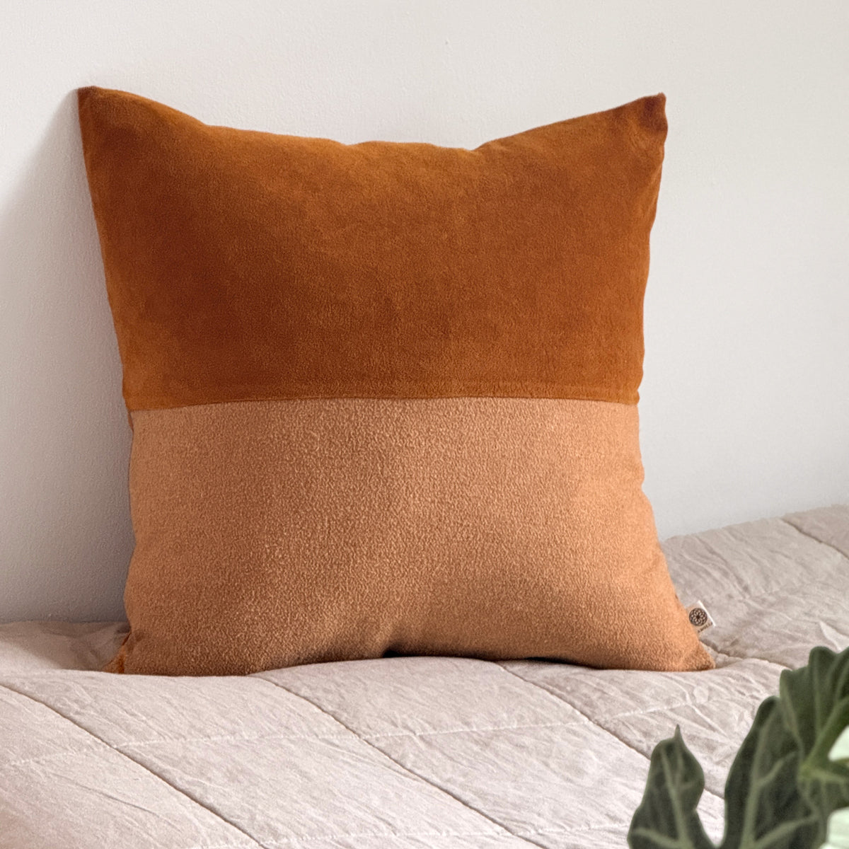 Upcycled cushion cover, 50x50cm, burnt orange