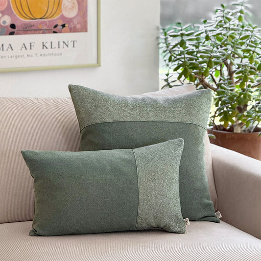 Set of two upcycled cushions, 50x50cm and 30x50cm, inners included