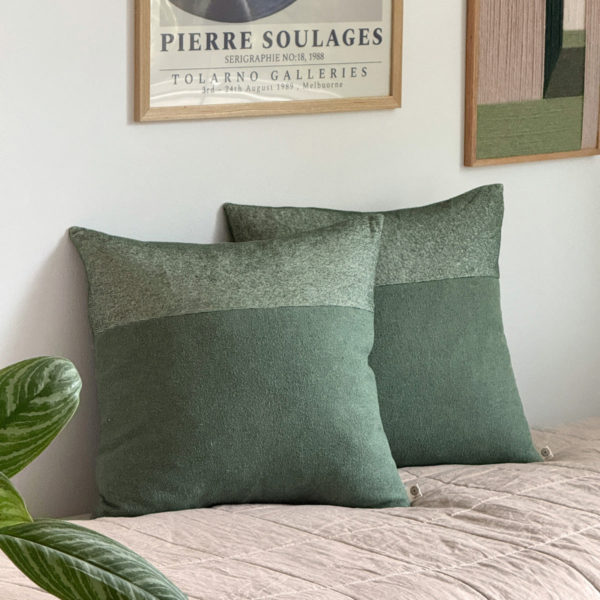 Upcycled pudebetræk, 50x50cm, skovgrøn, Saga