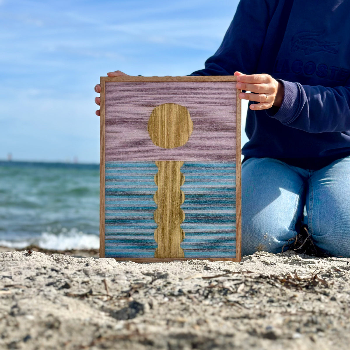 Upcycled artwork, Sunset stripes, 30x40cm