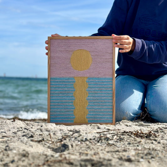 Upcycled artwork, Sunset stripes, 30x40cm