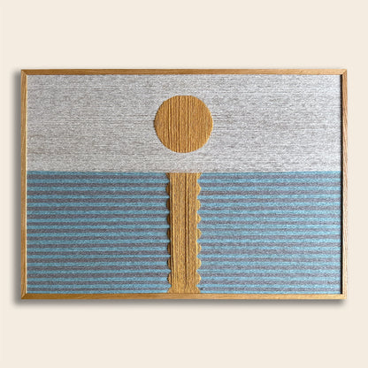 Upcycled kunstværk 100x70cm, Solnedgang striber