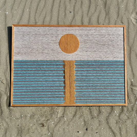 Upcycled artwork, Sunset stripes, 100x70cm