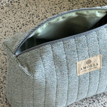 Upcycled toiletry bag, small, aqua, Ellie